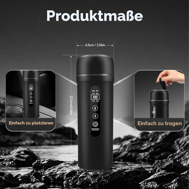 12V/24V Auto Reise Elektrischer Wasserkocher, 500ml Auto Wasserkocher mit Anti-Spill Deckel, 316 Ede