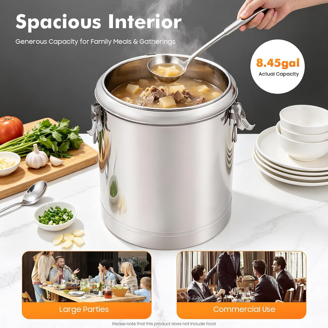 20L/40L Thermobehälter Eimer,Edelstahl Isolierter Eimer Mit Deckel Warmhaltebehälter Thermo-Behälter