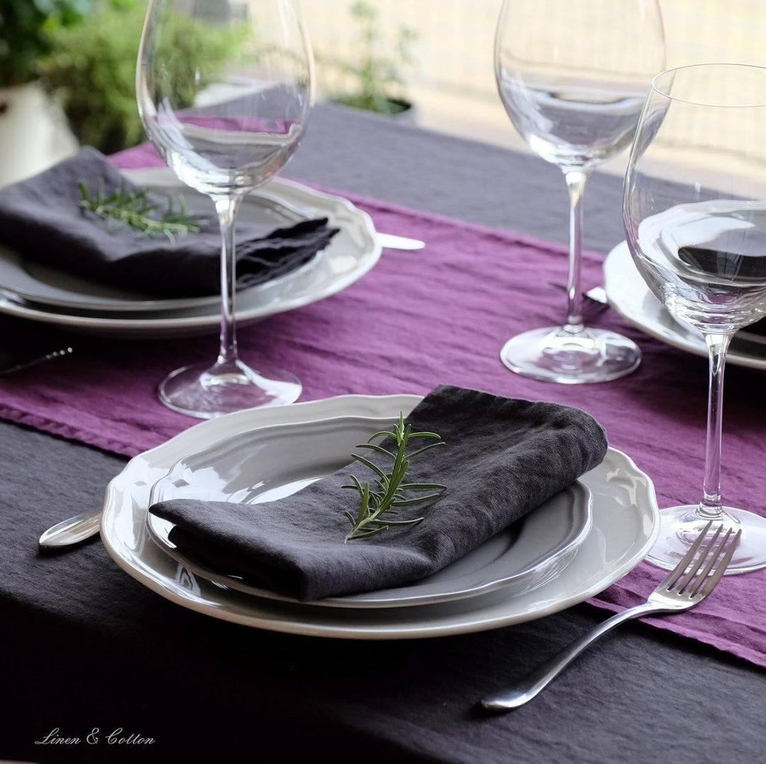 Linen & Cotton 4 x Stoffservietten Servietten Stoff Leinenservietten Einfarbig Nordic - 100% Leinen,