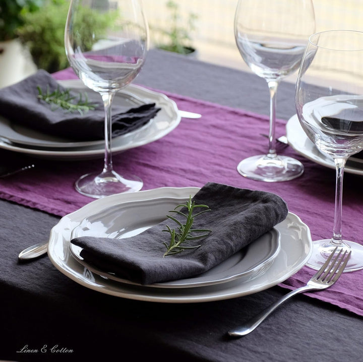 Linen & Cotton 4 x Stoffservietten Servietten Stoff Leinenservietten Einfarbig Nordic - 100% Leinen,