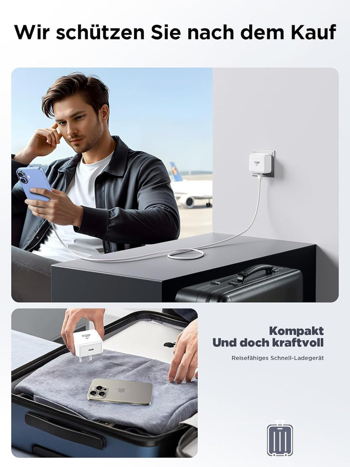 Aioneus iPhone Ladegerät, 40W USB C Ladegerät für iPhone 16, PD 3.0 Power Adapter USBC Stecker Lades