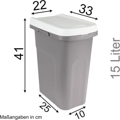 15L Mülleimer weiss, Mülleimer Küche, Mülltonne, Abfalleimer Küche, Trash Bin, Mistkübel, Gelber Sac