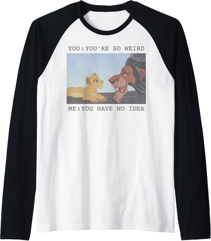 Disney The Lion King Simba & Scar You're So Weird Meme Raglan