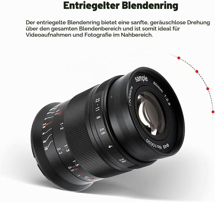 7artisans 60mm F2.8 II APS-C Format Makro-Objektiv, Kompatibel mit Sony E-Mount-Kameras Kameras Sony