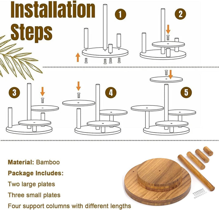 Etagere Tortenständer/Cupcake Ständer Aus Holz 4 Etagen,Desser Halter Turm Serviertablett Mit Mehrer