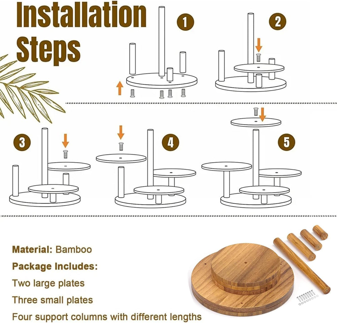 RATSTONE Etagere Tortenständer/Cupcake Ständer Aus Holz 4 Etagen,Desser Halter Turm Serviertablett M