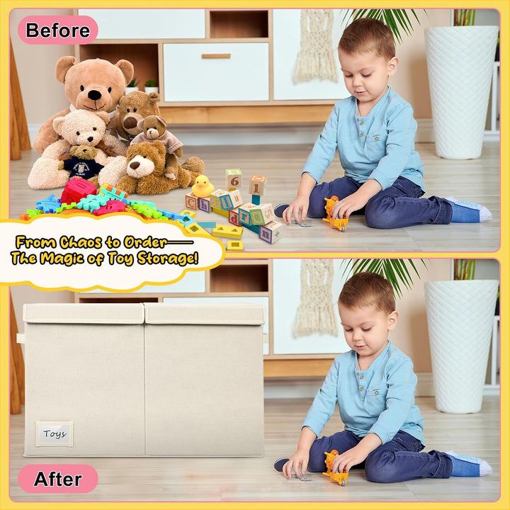Aufbewahrungsbox mit Deckel | 72L, 60 x 31 x 38 cm | Extra Gross Aufbewahrungsbox Kinder - Faltbar S