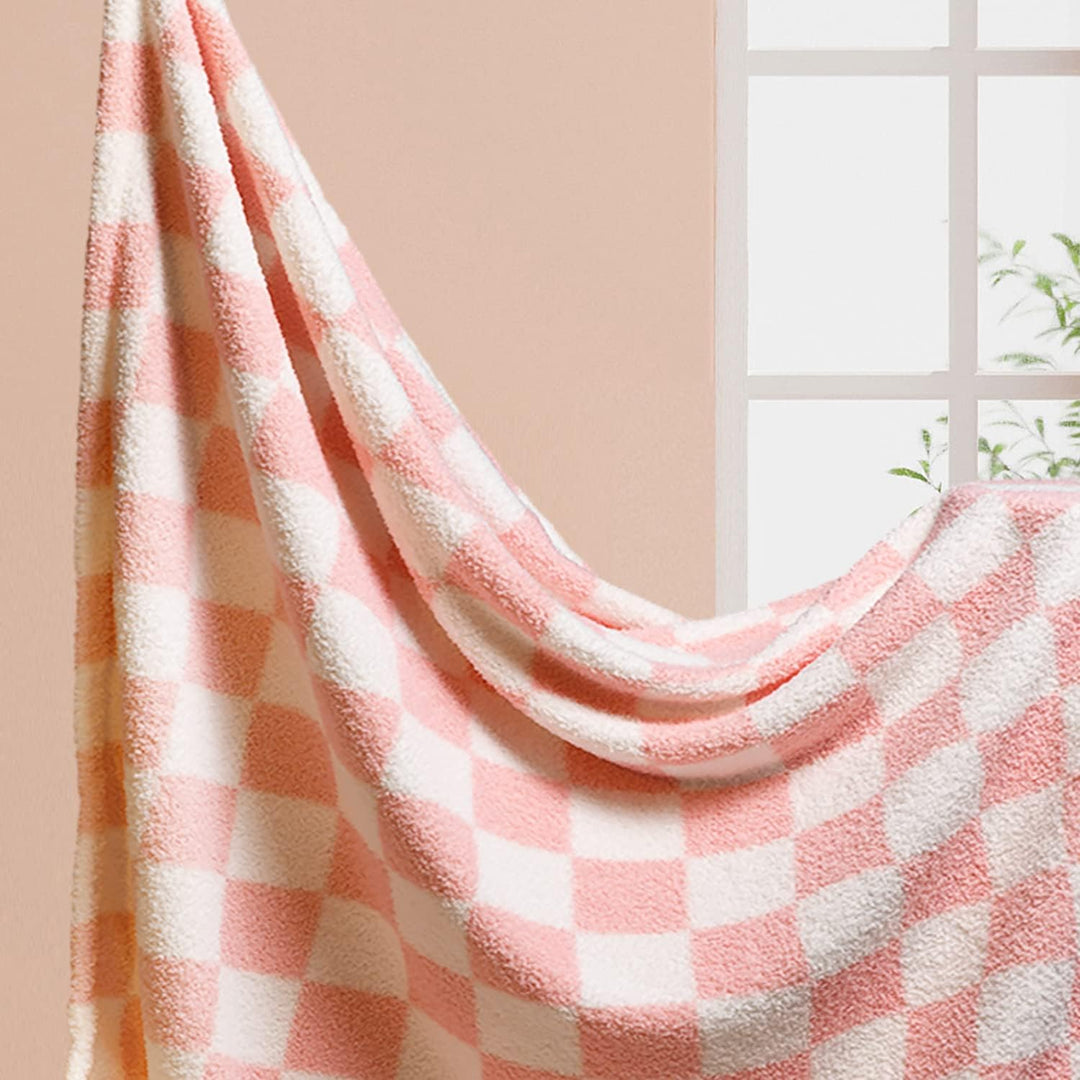 DREAMLANDING Schachbrettdecke, Kariert, Gingham-Überwurf, Flauschig, Gemütlich, Dick, Warm, Weiche M