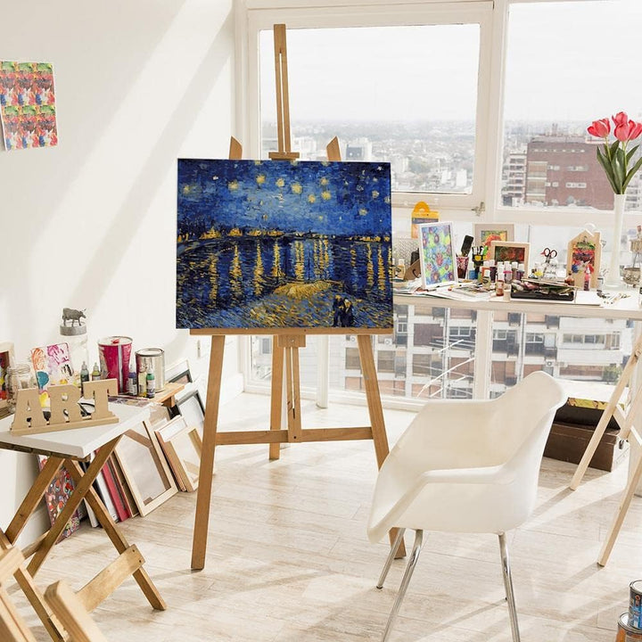Artnapi Malen Nach Zahlen Erwachsene Kinder Kits MIT RAHMEN 40 * 50 cm (Sternennacht an der Rhone Va