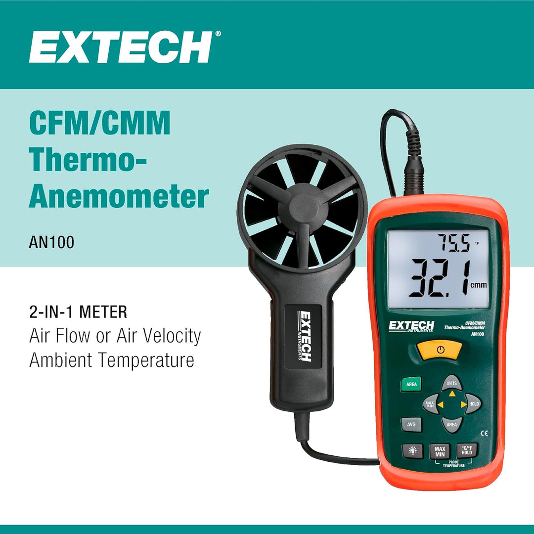 EXTECH CFM/CMM Mini-Thermo-Anemometer, 1 Stück, AN100