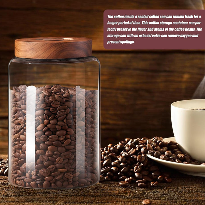 BAIFULAI 1800ml Vakuum Luftdicht Kaffeedose aus Glas: Auslaufsichere Kaffeebohnen Behälter mit Einwe