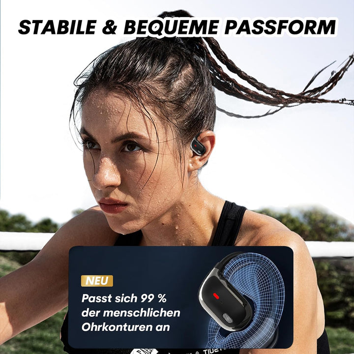 Xmenha Open Ear Kopfhörer kabellos Bluetooth 5.4 mit 4 Mic Luftleitung Knochenschall Sportkopfhörer