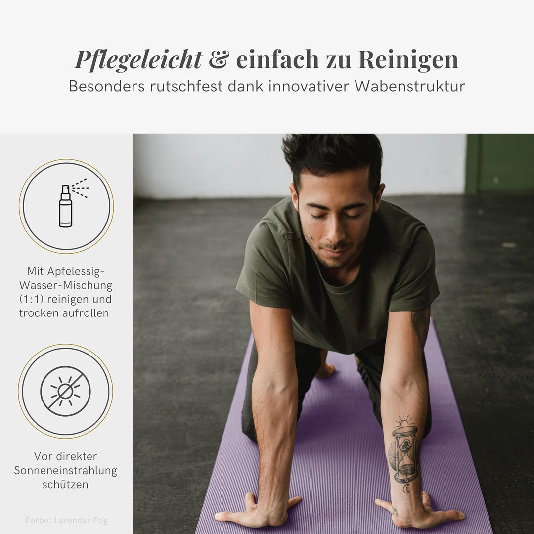 Lotuscrafts® Yoga Matte Rutschfest, 183 x 61 x 0,5 cm, Leichte Fitnessmatte auch als Gymnastikmatte,