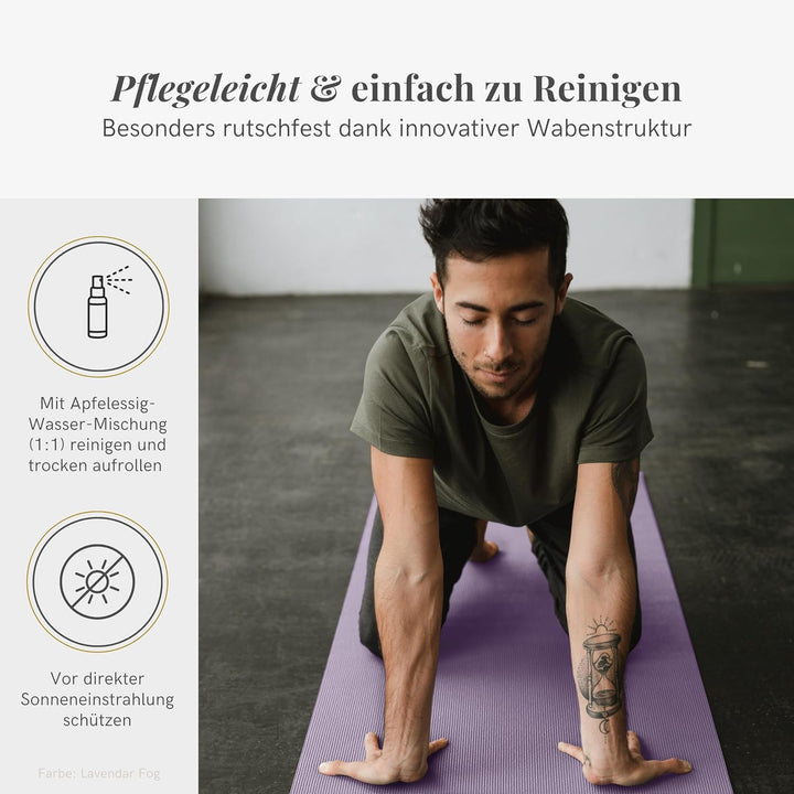 Lotuscrafts® Yoga Matte Rutschfest, 183 x 61 x 0,5 cm, Leichte Fitnessmatte auch als Gymnastikmatte,