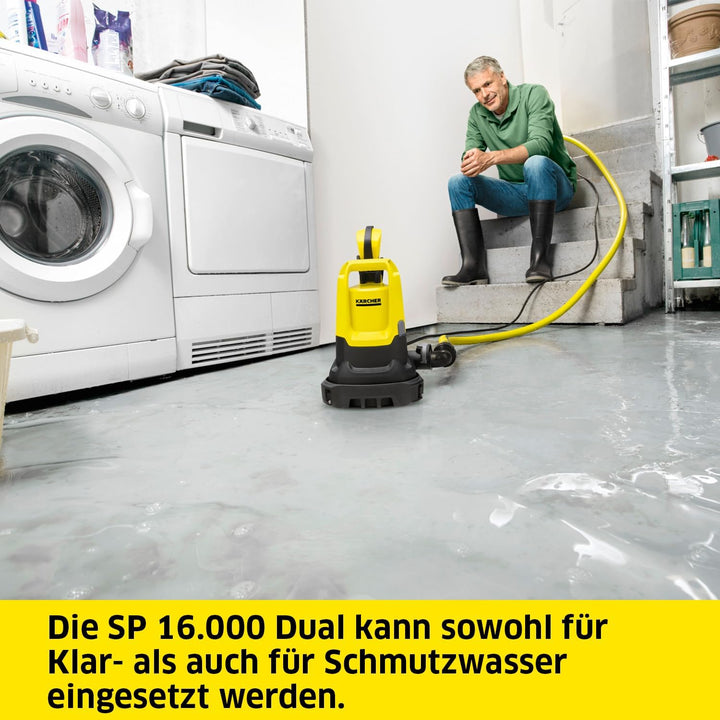 Kärcher SP 16.000 Dual flachsaugende Schmutzwasser-Tauchpumpe, Fördermenge: 16.000 l/h, Eintauchtief