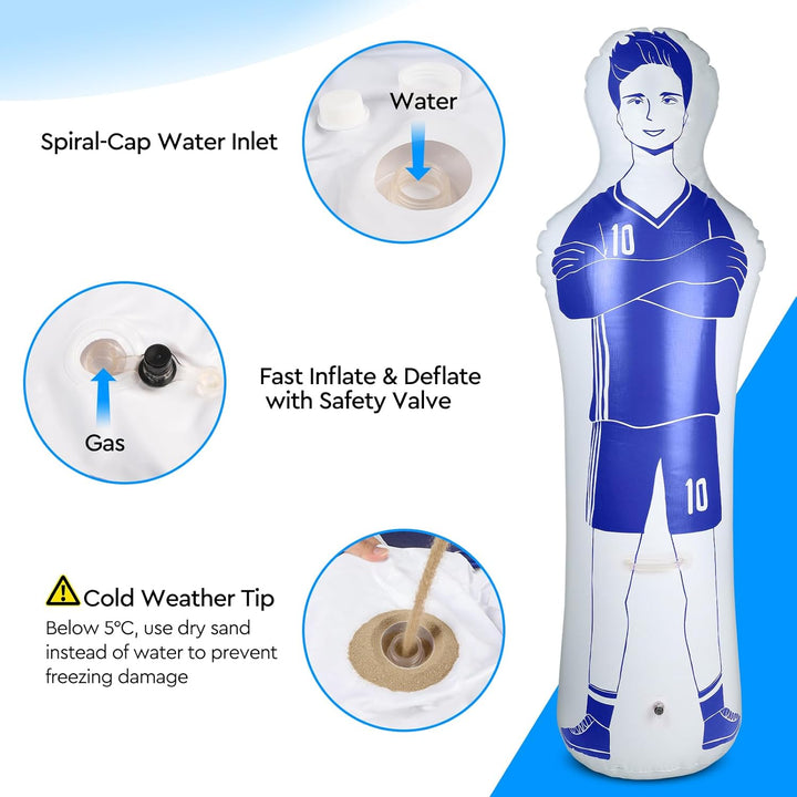 efuturetime Aufblasbare Fussball Dummy aus PVC, Fussballtraining Dummy Trainingspuppe für Torwart Fr