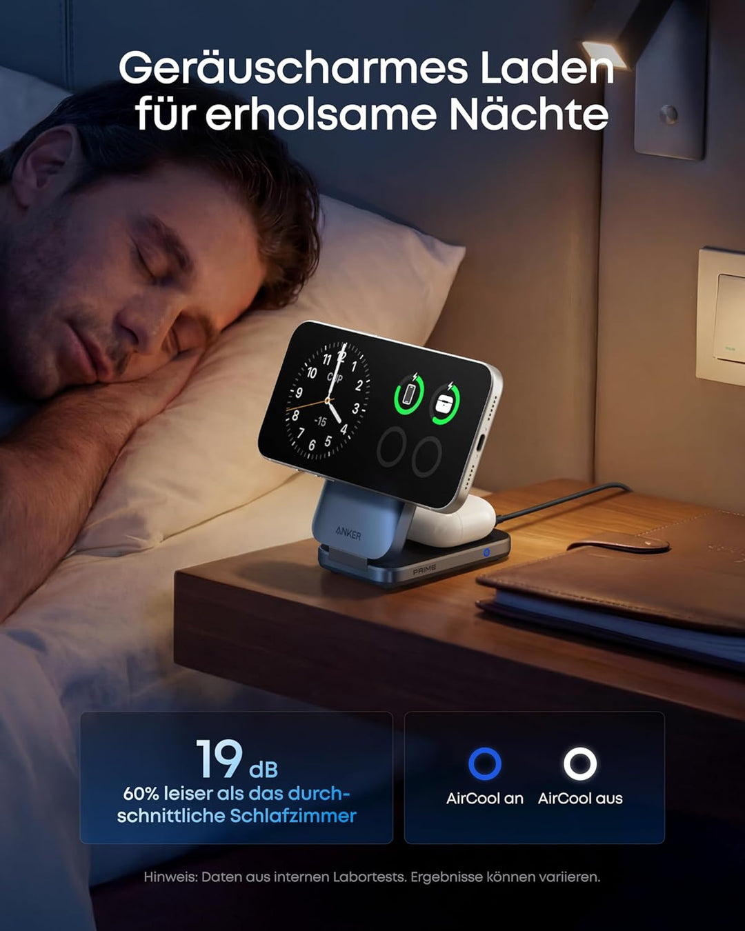Anker Prime 3-in-1 Ladestation, AirCool kabelloses Ladegerät, 25W Qi2.2-Zertifiziert, kompakt & falt