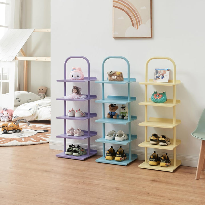 [en.casa] Schuhregal schmal für Kinder Poytya Schuhablage hoch für 5 Paare Organizer Standregal mit