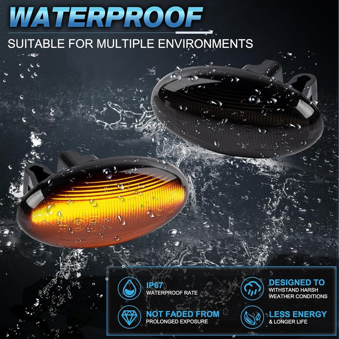 POPMOTORZ LED Blinker Schwarz mit Canbus Fehlerfrei für 107 206 207 307 407 607 Partner Expert C-itr