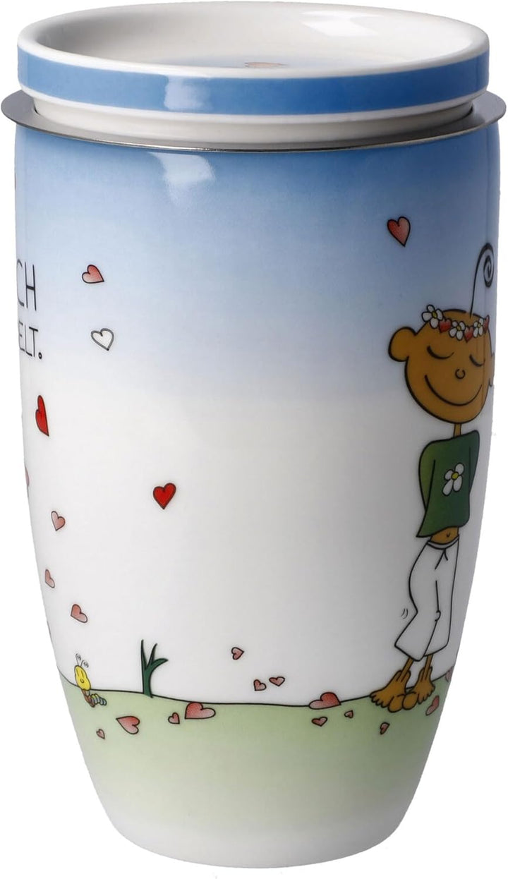 Goebel Wohnaccessoires Der kleine Yogi - Für Dich gesammelt - Teetasse mit Deckel und Sieb