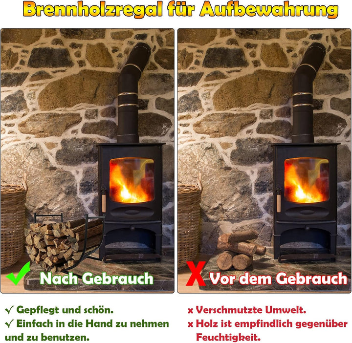 Froadp 44x37x40cm Kaminholzregal Metall Holzlager für Holzscheite Stapelhilfe Brennholzregal Aussen