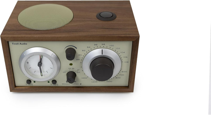 Tivoli Audio Model Three Bluetooth Clock Radio with USB-A &amp; USB-C Charging Ports (Walnut/Beige) Waln