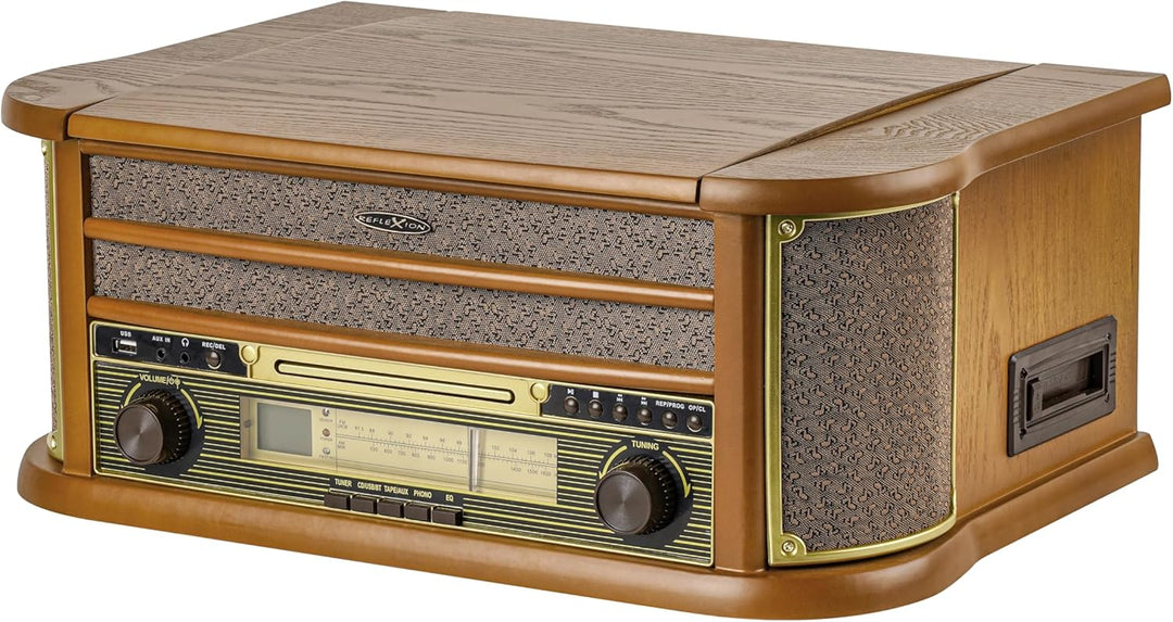 Reflexion HIF2002 Retro HiFi-Anlage mit Plattenspieler 33/45/78, Bluetooth 5.0 & USB-Encoding – CD/M