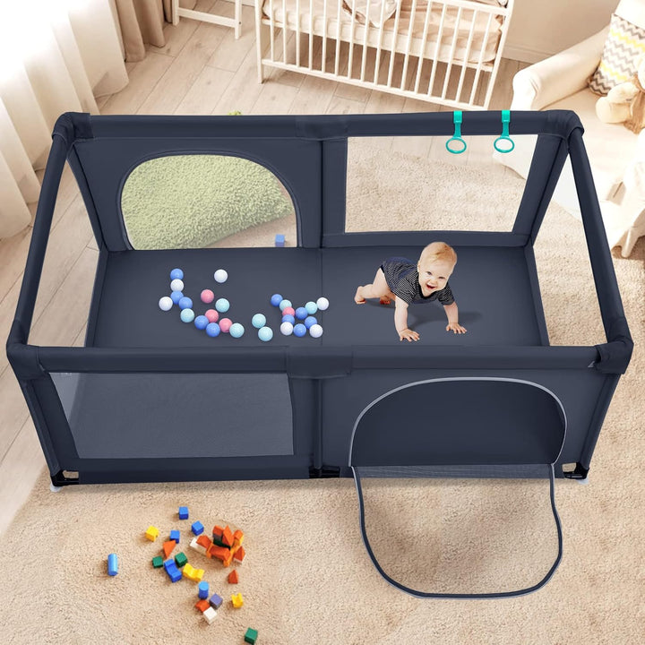 GOPLUS Baby Laufstall mit 50 Spielbällen, Krabbelgitter für Kleinkinder & Säulinge, stabiler Laufgit