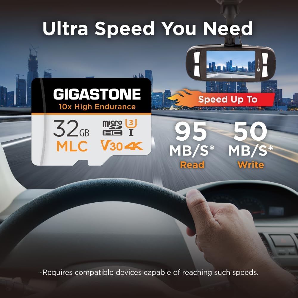 [10x High Endurance] Gigastone MLC 32GB 2er-Pack Industrial MicroSDXC Karte mit Adapter,95/60 MB/s 4