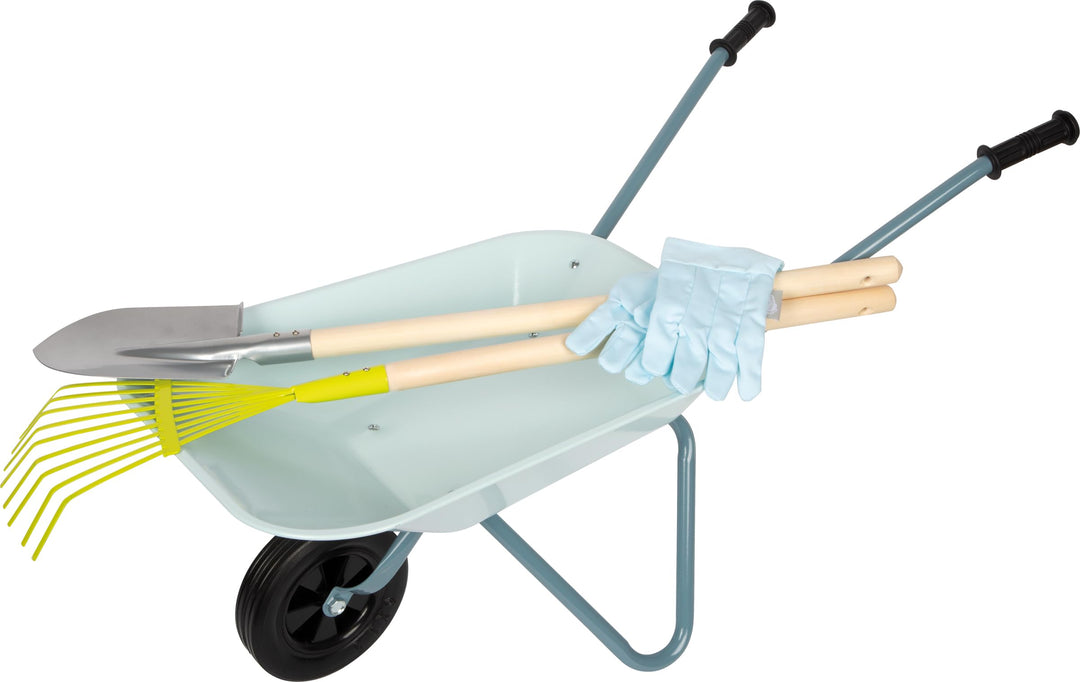 small Foot Gartenwerkzeug-Set mit Schubkarre, Garten- und Sandspielzeug mit kindgerechten Handschuhe