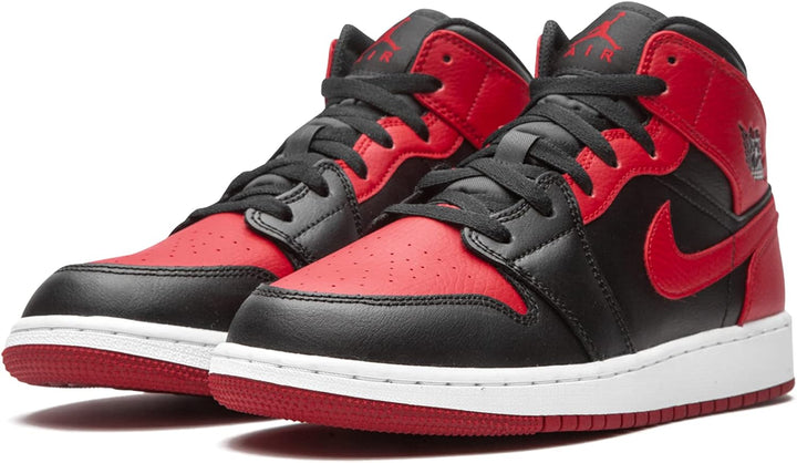 Nike Jungen Air Jordan 1 Mid (Gs) Sneaker 36.5 EU Black Gym Red White, 36.5 EU Black Gym Red White