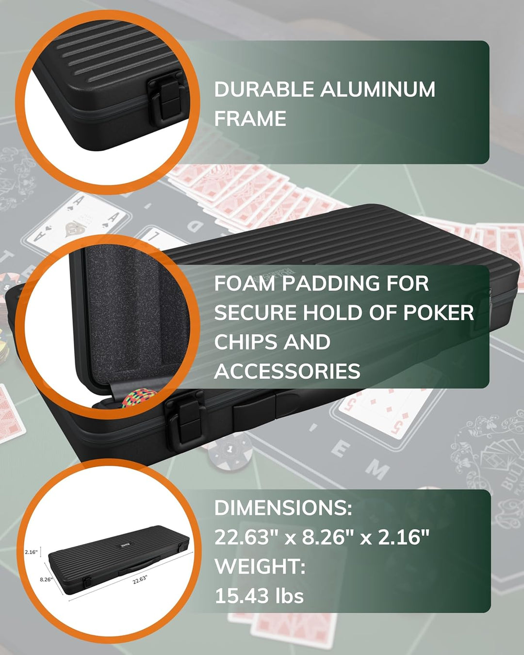 Bullets Playing Cards | Pokerkoffer „Salvatore“ mit 500 Clay Pokerchips 10g | Pokerset mit Karten, W