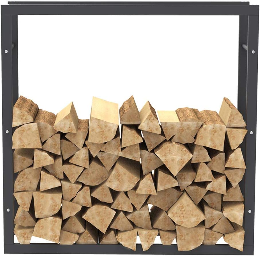 BAKAJI Vertikaler Holzständer Rechteckiges Regal aus Metall Holztür für Innen Aussen Holz Haus Garte