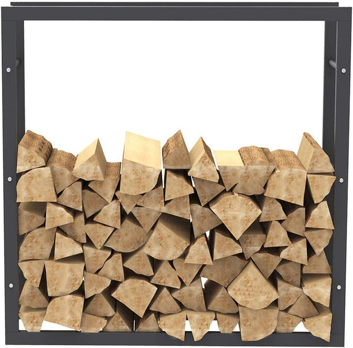 BAKAJI Vertikaler Holzständer Rechteckiges Regal aus Metall Holztür für Innen Aussen Holz Haus Garte
