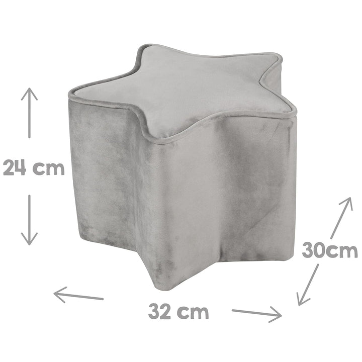 roba Kinderhocker Lil Sofa in Sternform - Bequemer Hocker in grauem Samtstoff - Polstermöbel Pouf fü