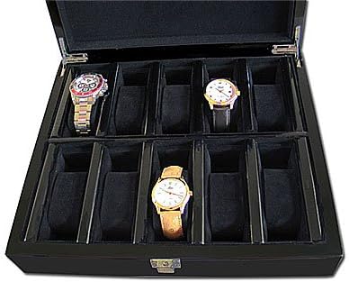 Edle Uhrenbox für 10 Uhren Massivholz in Klavierlack hochglänzend
