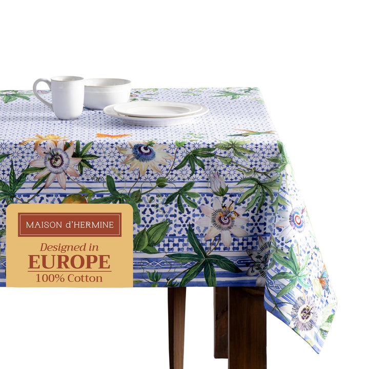 Maison d' Hermine Tischdecke, 100% Baumwolle, 160cm x 220cm dekorative Tischdecke, waschbar, quadrat
