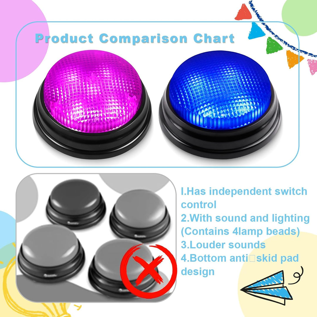 BEAN LIEVE Buzzers for Trivia Games - Set of 6 Game Buzzers, Compact Portable Buzzers for Classroom