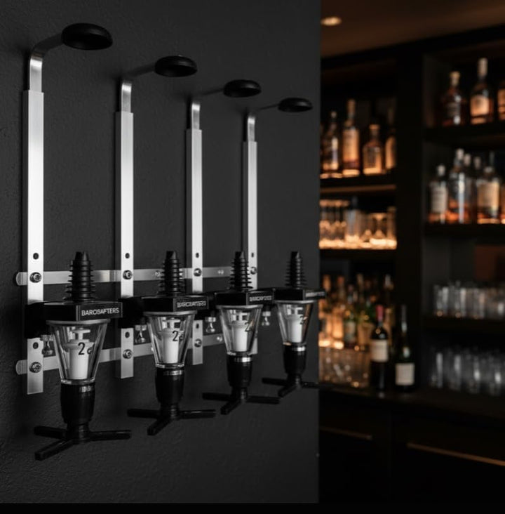 Schnaps Spender 2 cl + Regal Wand Halterung Spirituosendosierer Whisky Jacky Flaschenhalter