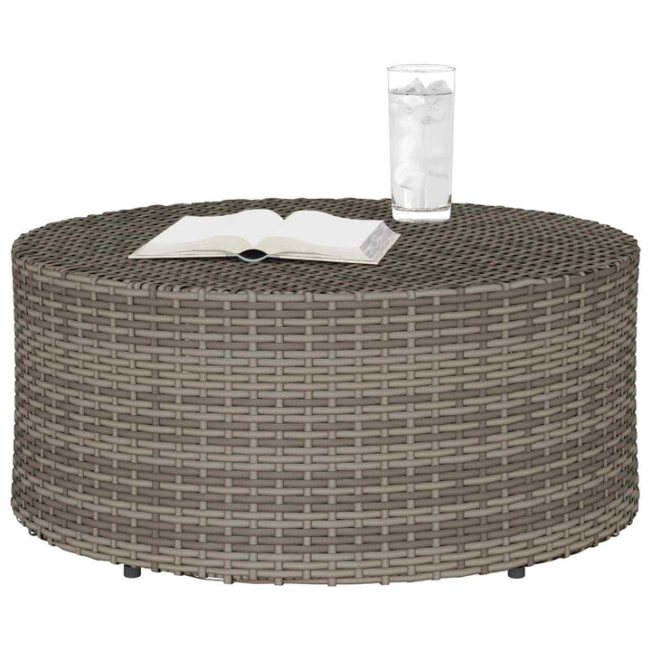 vidaXL Couchtisch für draussen Grau Ø 68 x 30 cm Poly-Rattan, Moderner runder Gartentisch, wetterfes