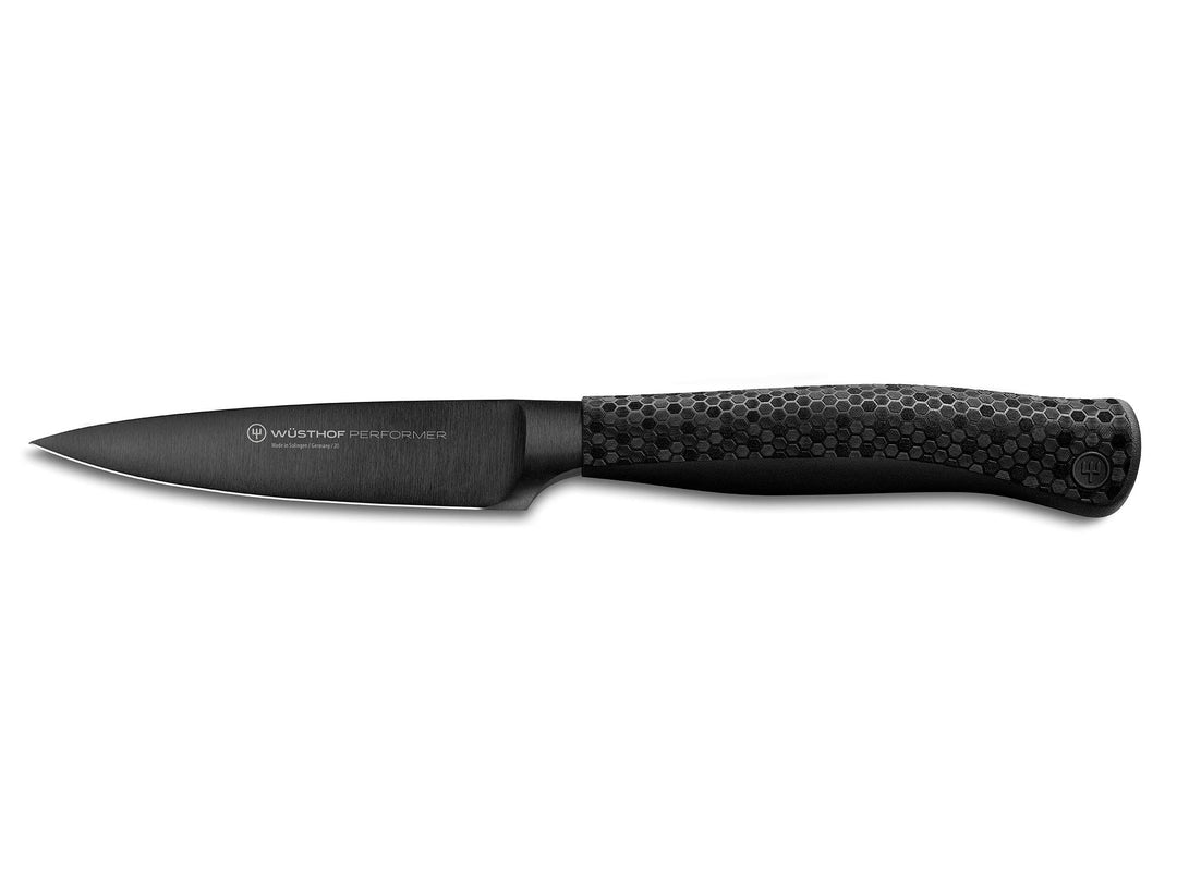 WÜSTHOF Performer Gemüsemesser 9 cm, Schwarz,silber Gemüsemesser, 9 cm Klinge Single, Gemüsemesser,