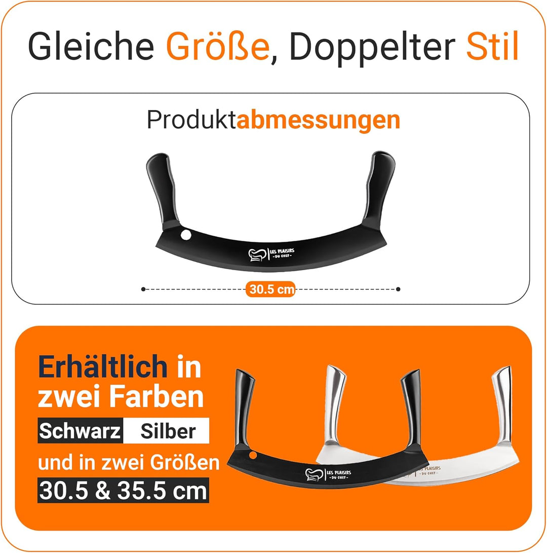 Extra scharfer Pizza Schneider/Pizzaschneider mit Antihaft-Beschichtung – Wiegemesser 30,5 cm mit Do