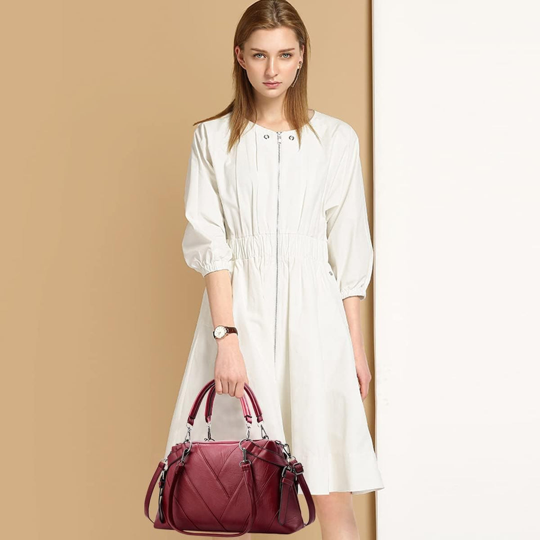 NICOLE & DORIS Handtaschen für Damen Modern Henkeltasche Schultertasche Weiche PU Leder Umhängetasch