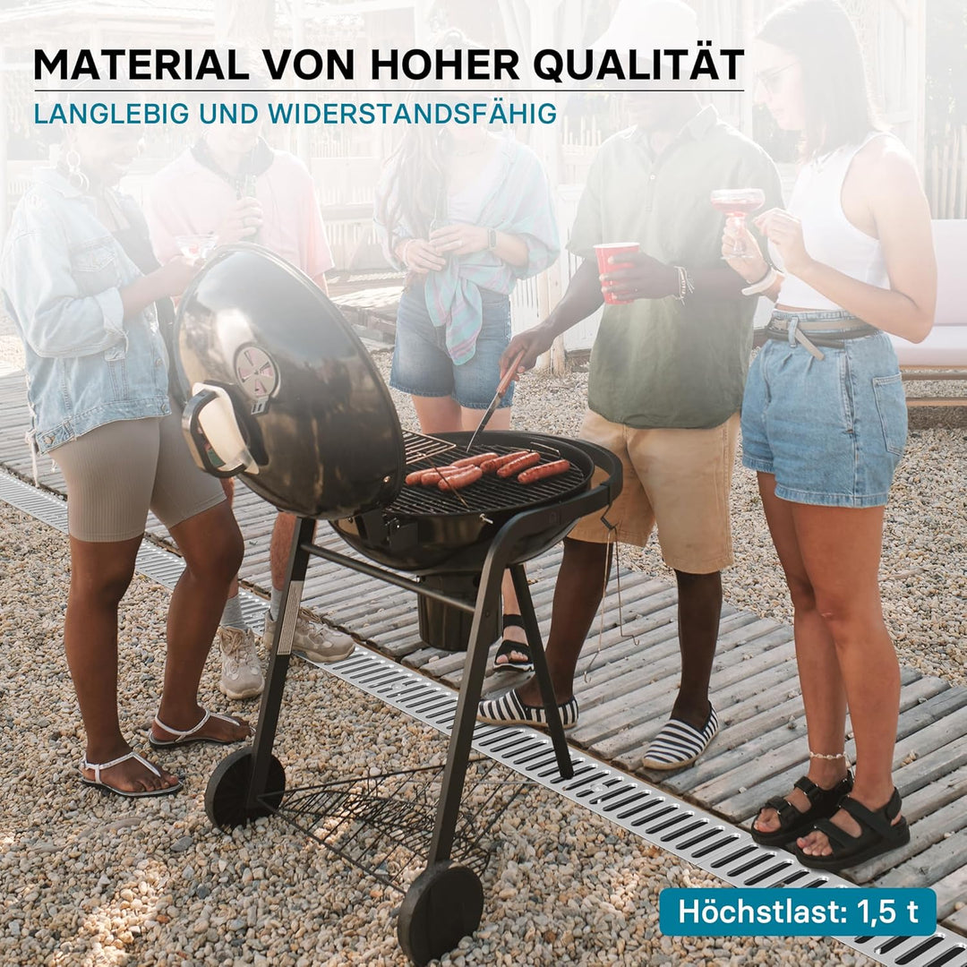 Entwässerungsrinne 1m Abdeckrost 1,5t verzinkt Ablaufrinne Abwasserrinne Abwasser Verzinkt 1m, 1,5 t