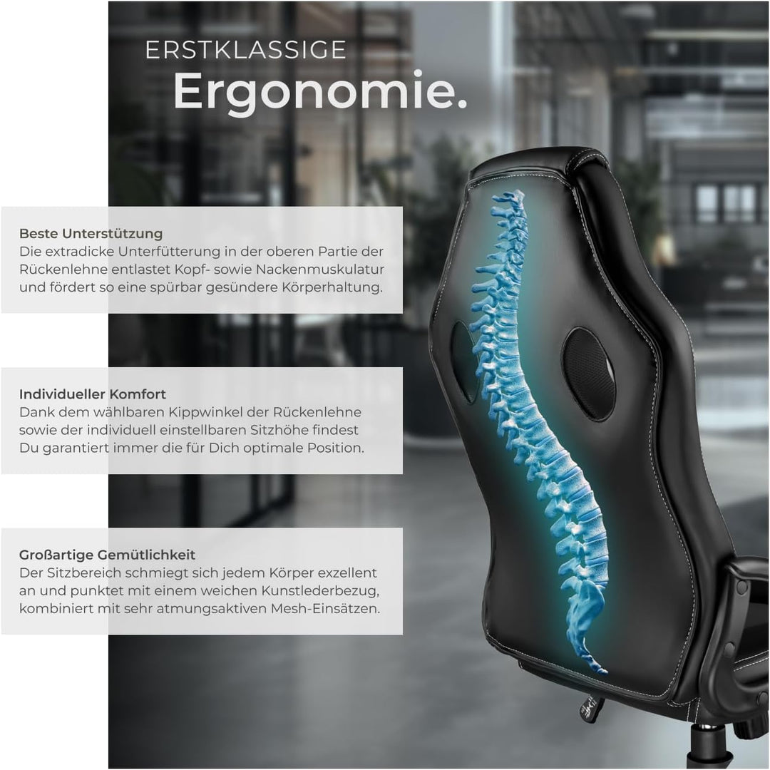 TecTake Sportsitz Chefsessel Stuhl ergonomischer Gaming Bürostuhl Racing Schalensitz - Diverse Farbe