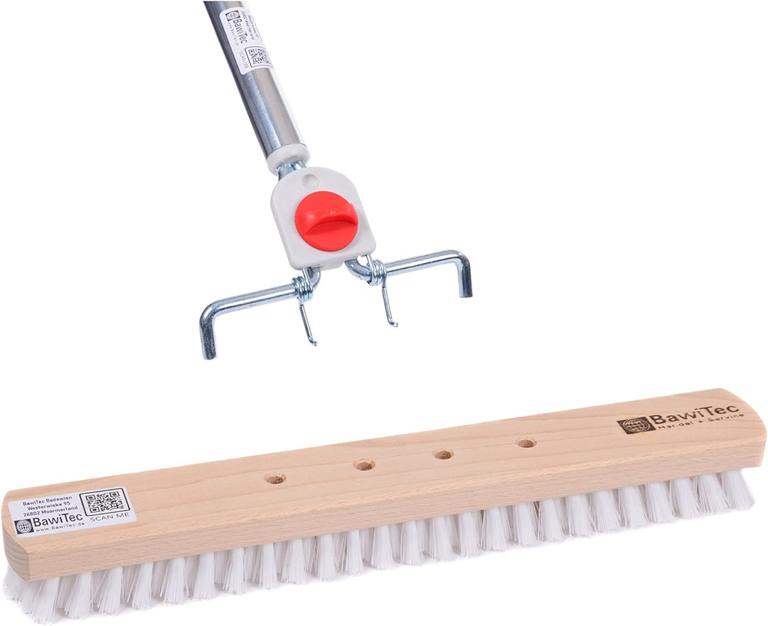 BawiTec XXL Schrubber 40cm 4-Loch-Wechselsystem mit Stiel Bodenschrubber Schrubberbesen Scheuerbürst