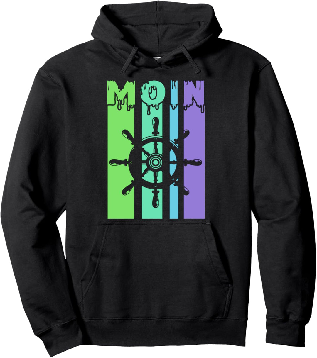 Moin Lenkrad bunt Norddeutsche Nordsee Ostsee Pullover Hoodie
