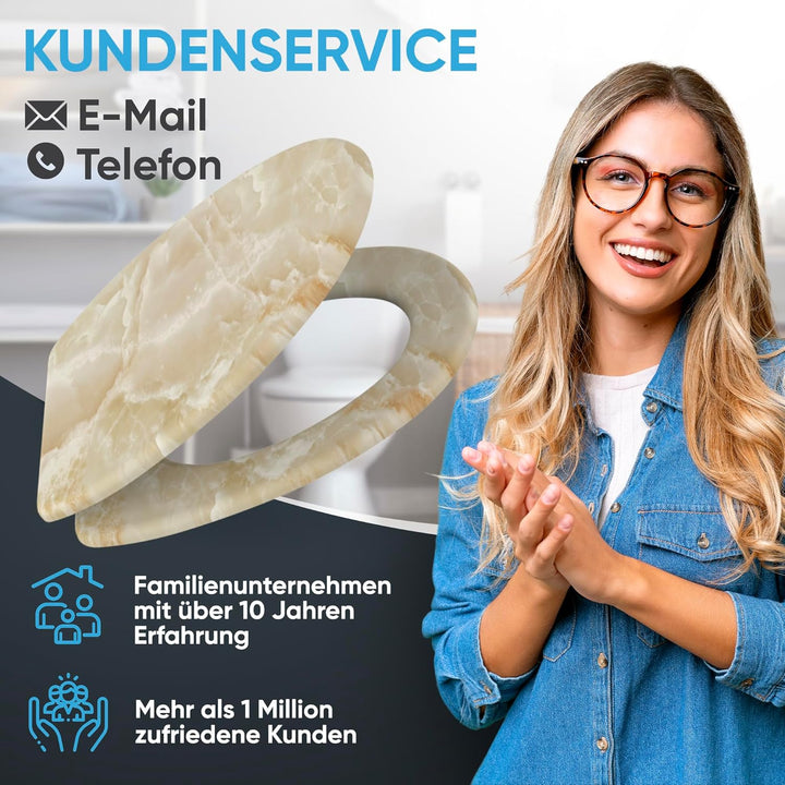 Sanilo WC Sitz mit Absenkautomatik & Schnellverschluss, Toilettendeckel per Knopfdruck abnehmbar, ei