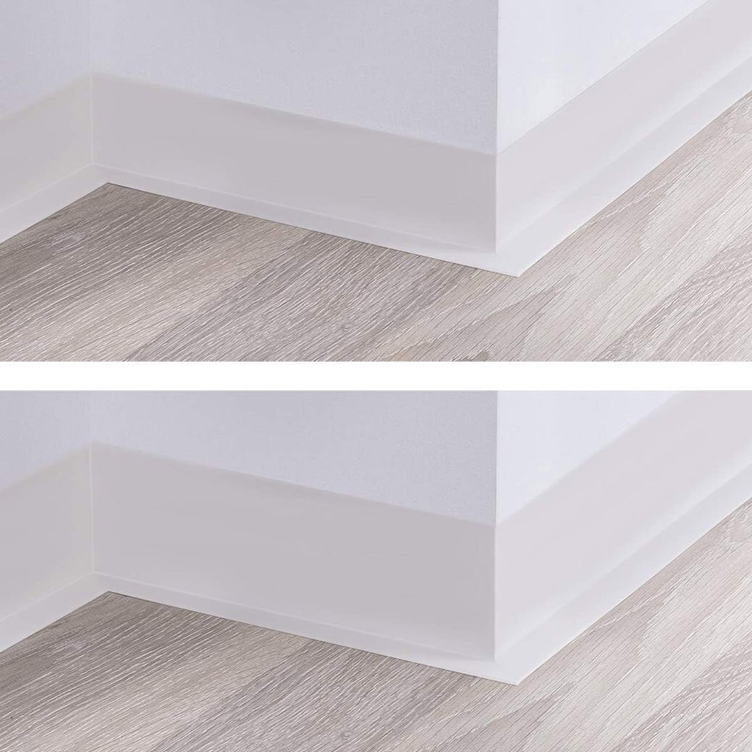 HOLZBRINK Weichsockelleiste Weiss Knickleiste ohne Klebestreifen, Material: PVC, 100x25mm, 20 Meter