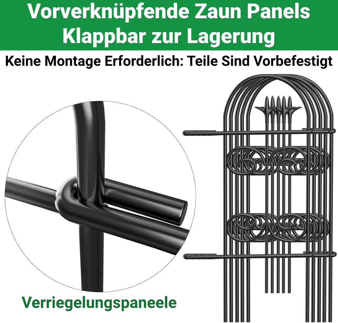 Amagabeli Beetzaun Metall 81cm(H) x38cm(L)-7P Gartenzaun Metall Zaunelementen Gartenzäune Dekorative
